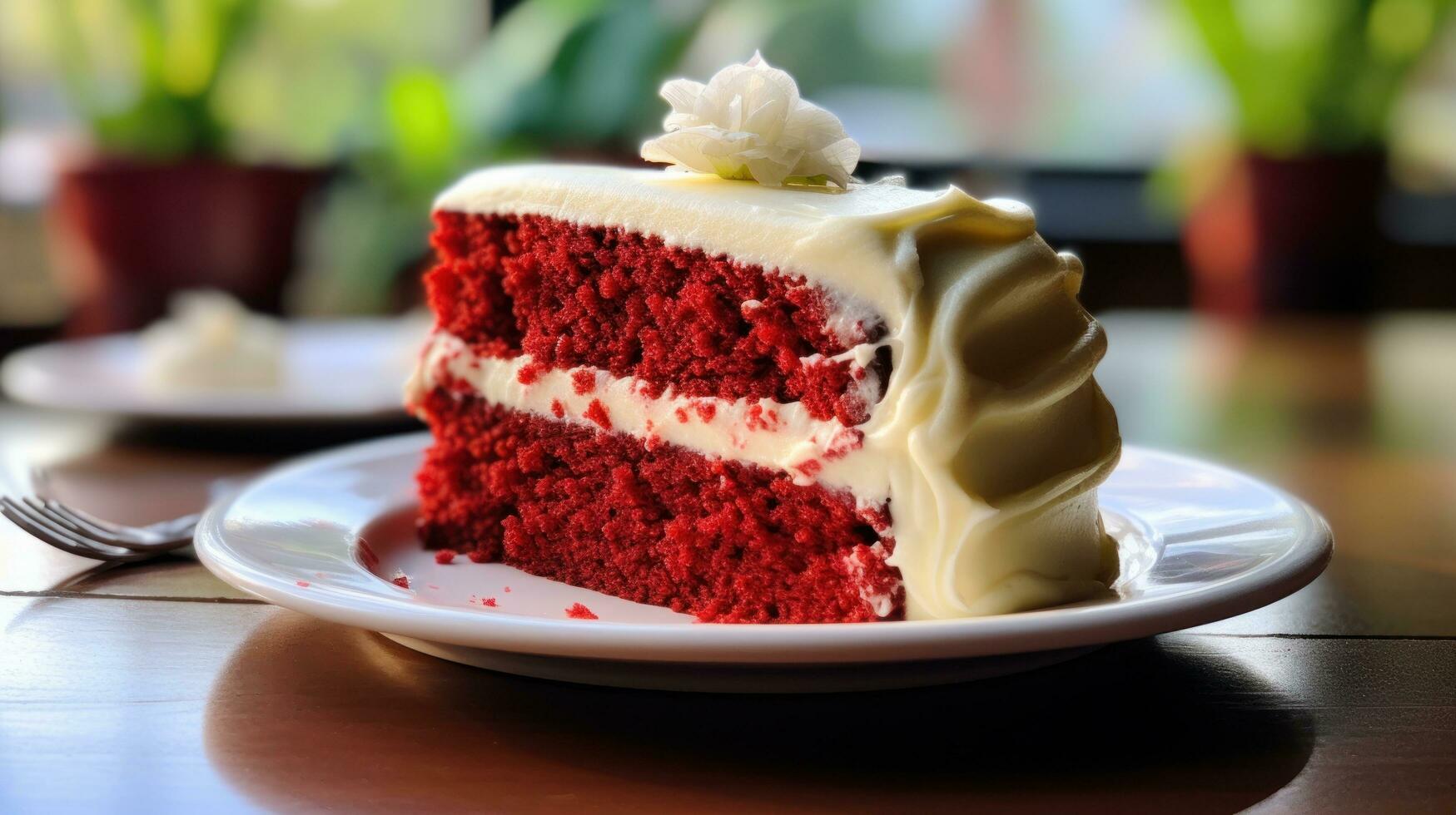 clássico vermelho veludo bolo com fofo creme queijo gelo foto