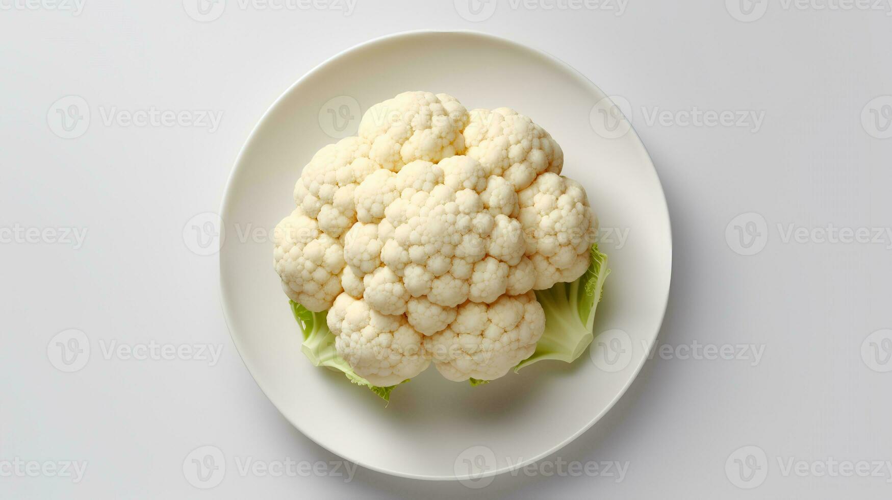 foto do couve-flor em branco prato isolado em branco fundo. generativo ai
