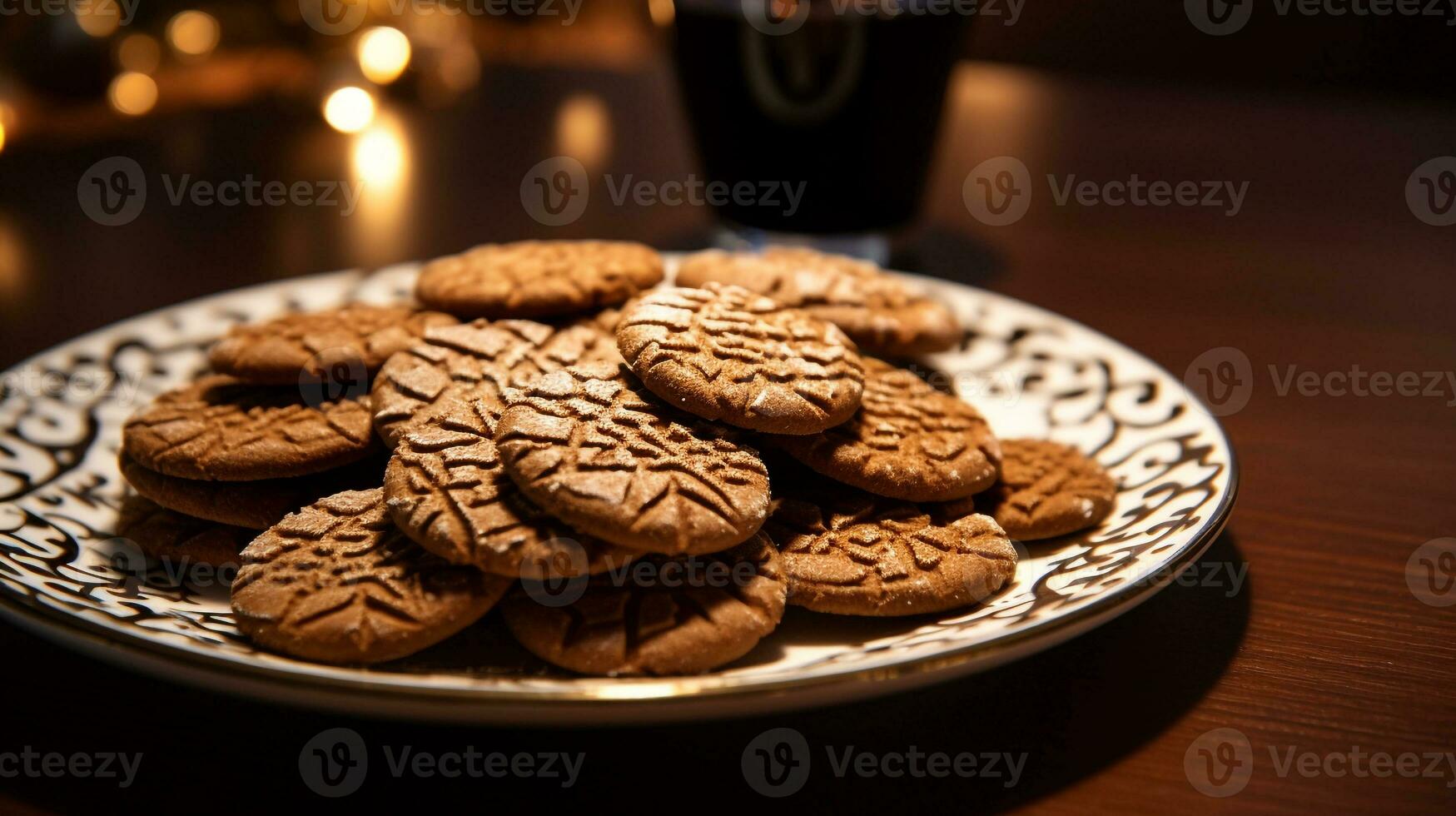 foto do Pão de gengibre biscoitos Como uma prato dentro uma sofisticado restaurante. generativo ai