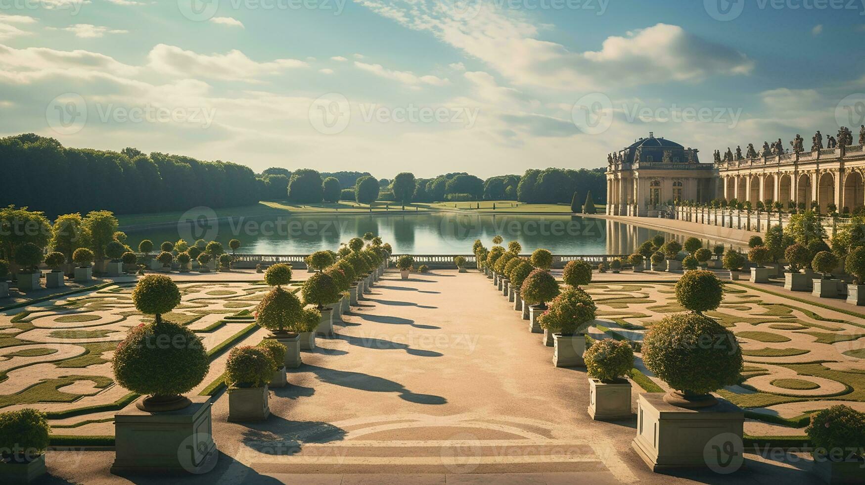 foto do a lindo jardins do a Palácio do versalhes, França. generativo ai