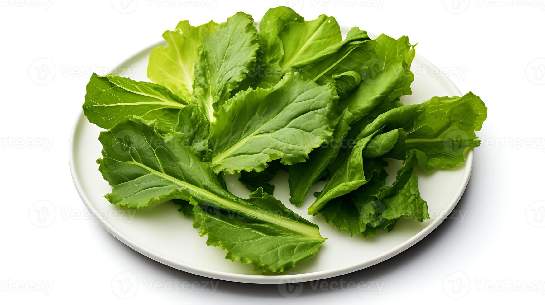 foto do mostarda verduras em prato isolado em branco fundo. generativo ai