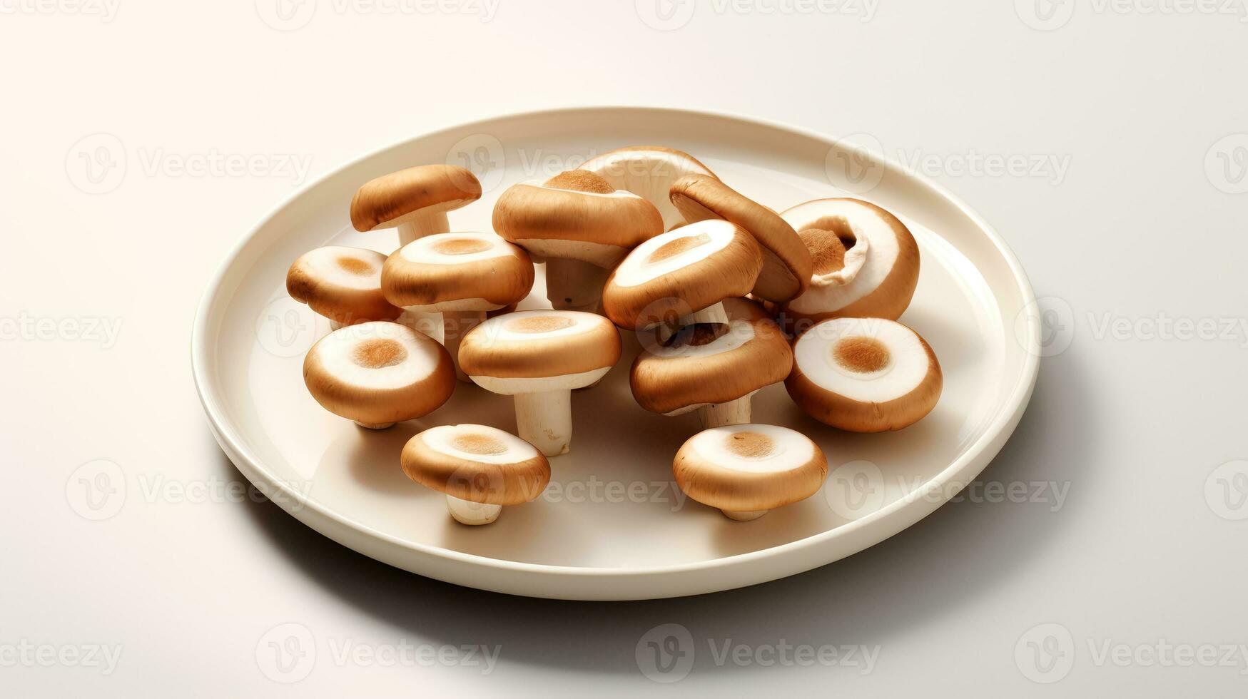 foto do cogumelos em prato isolado em branco fundo. generativo ai