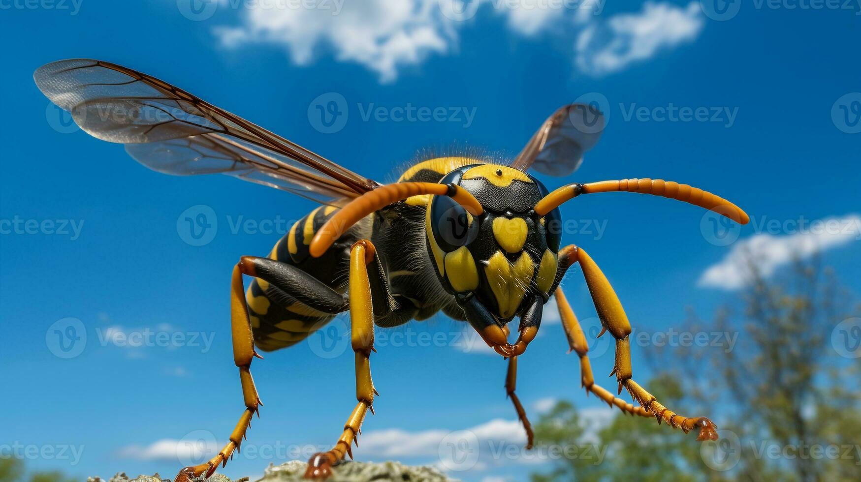 foto do uma amarelo Jaqueta debaixo azul céu. generativo ai