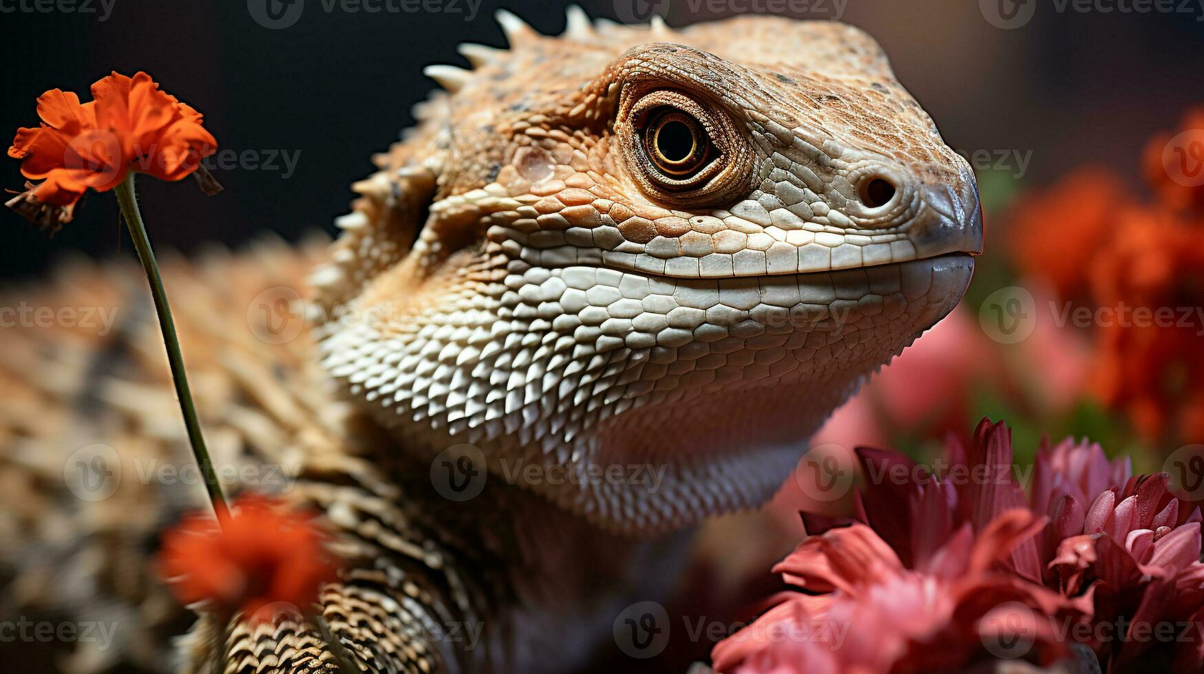 fechar-se foto do uma deserto monitor lagarto olhando qualquer direção dentro a deserto. generativo ai