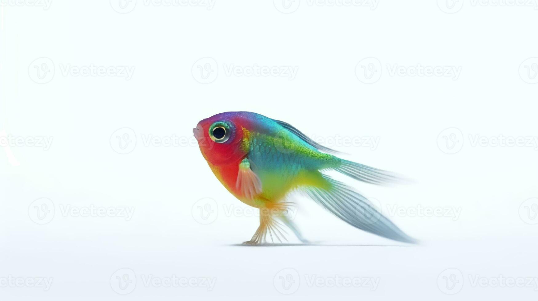 foto do uma néon tetras peixe em branco fundo. generativo ai