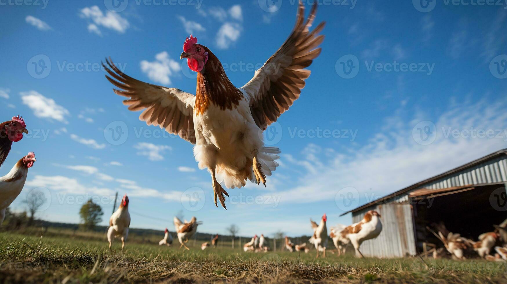 foto do uma aves de capoeira dentro a fazenda. generativo ai