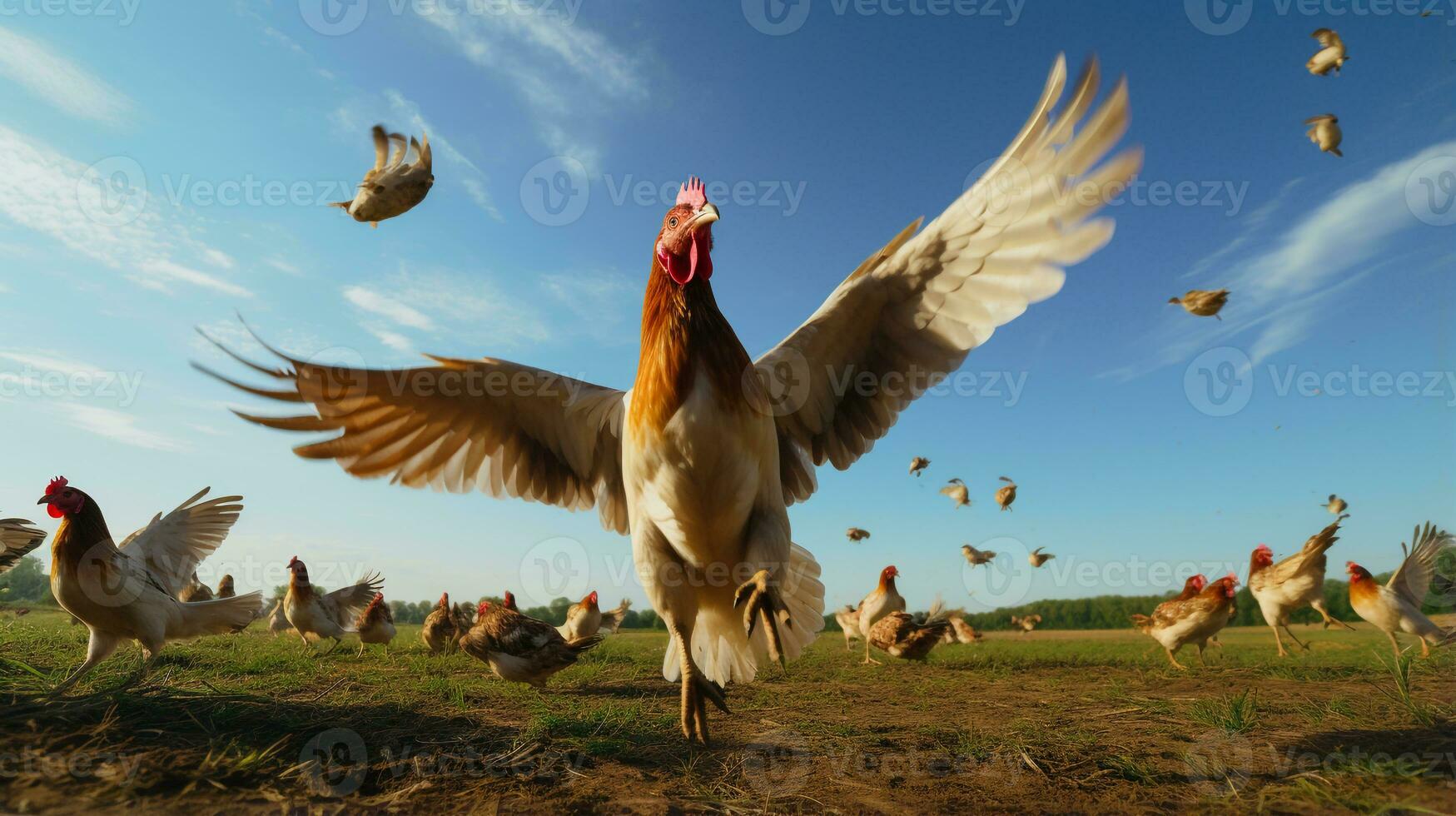 foto do uma aves de capoeira dentro a fazenda. generativo ai