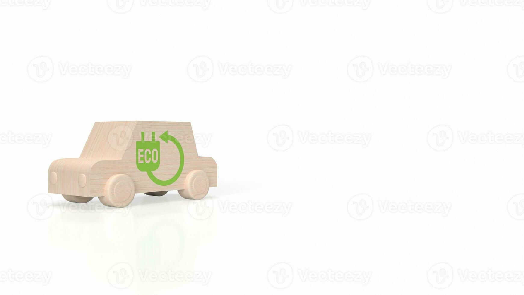 a madeira carro e eco ícone para ecológico conceito 3d Renderização foto