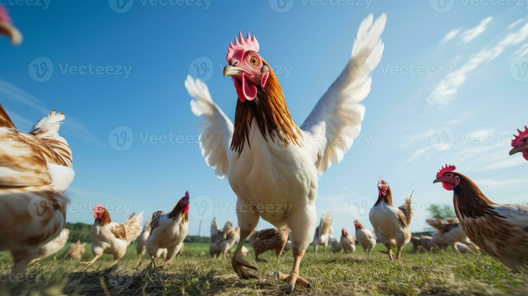 foto do uma aves de capoeira dentro a fazenda. generativo ai