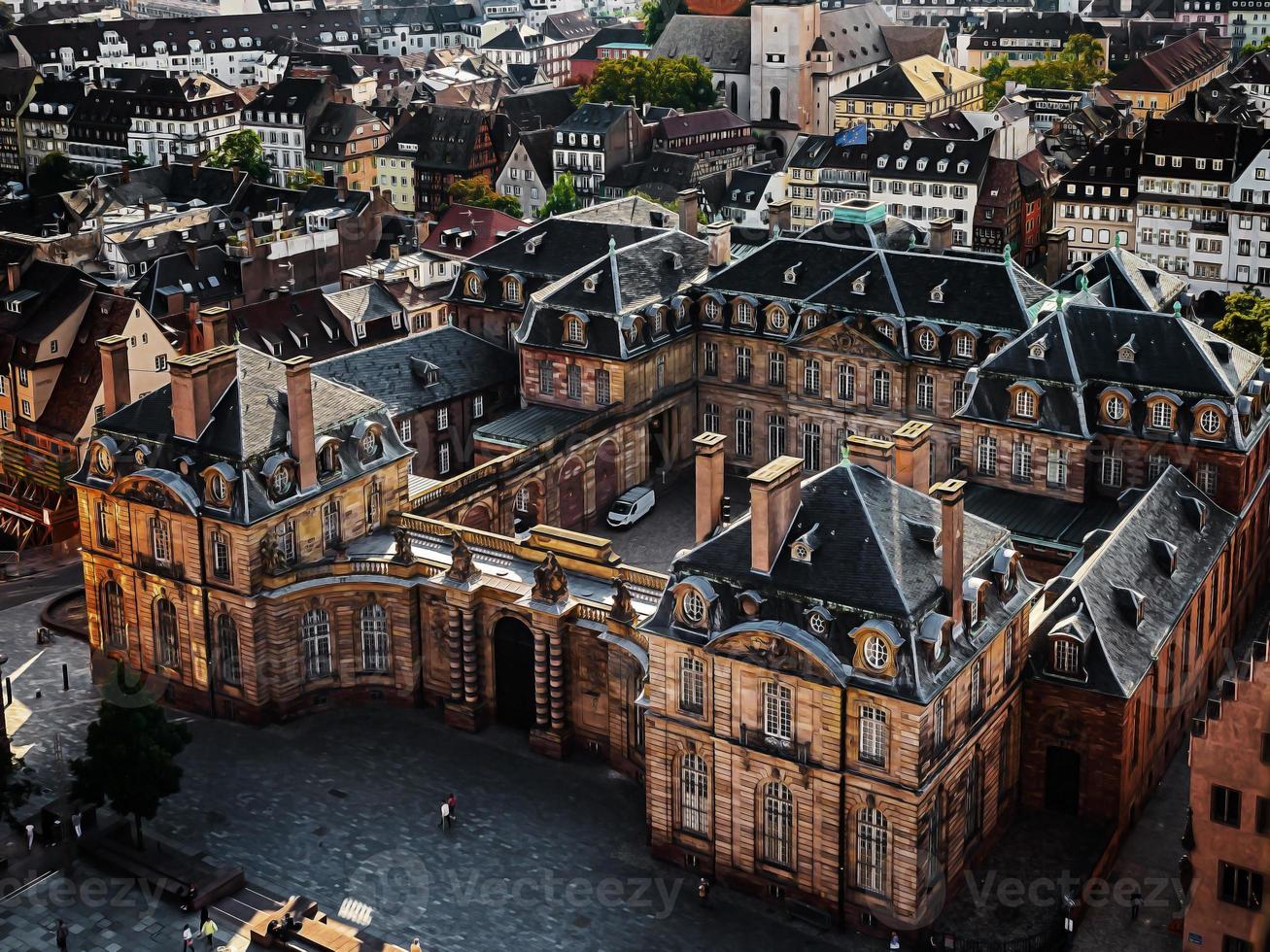 vista aérea da cidade de Estrasburgo. dia ensolarado. telhados vermelhos. foto