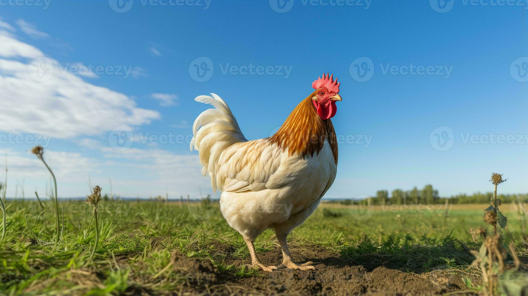 foto do uma galinha anã frango dentro a fazenda. generativo ai