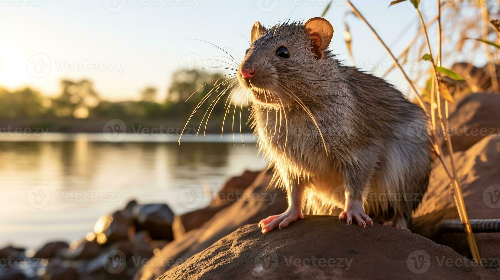 fechar-se foto do uma bengala rato olhando dentro seus habitat. generativo ai