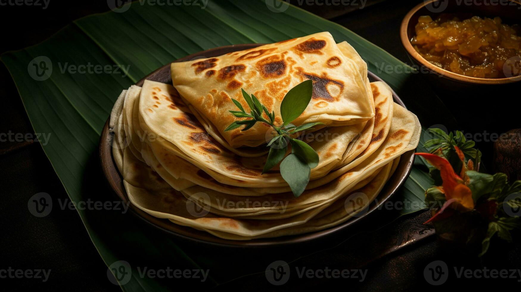 foto do caribe roti Como uma prato dentro uma sofisticado restaurante. generativo ai