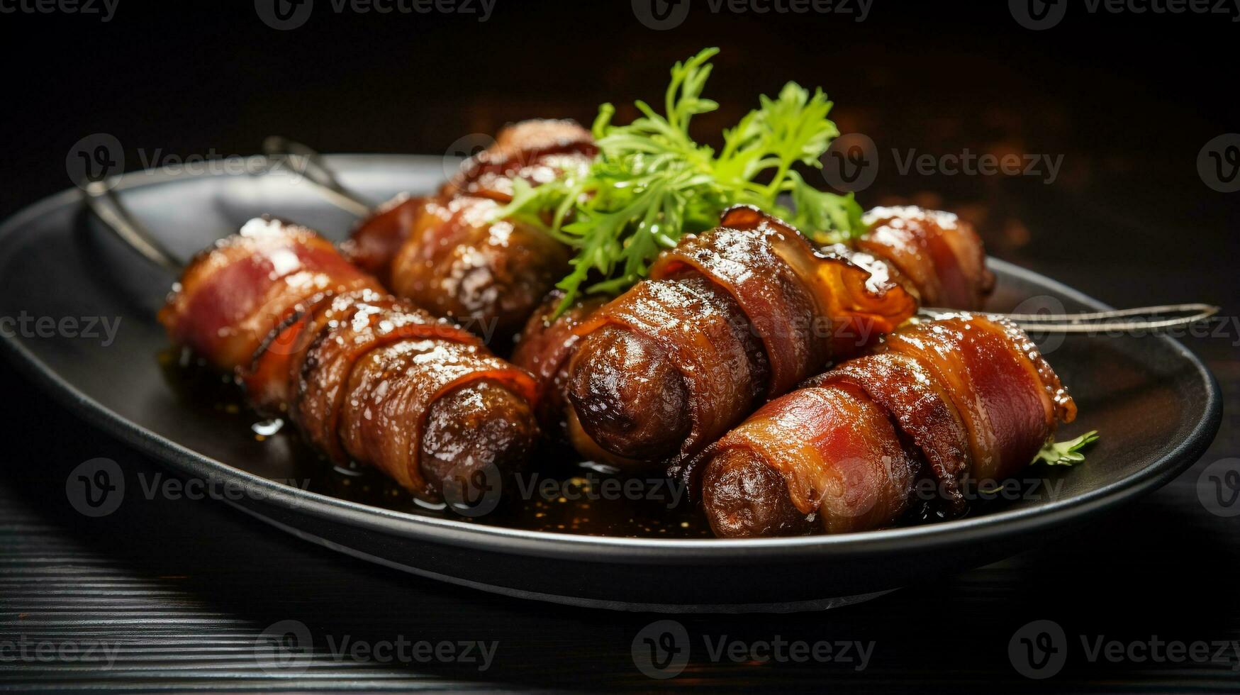 foto do embrulhado em bacon datas Como uma prato dentro uma sofisticado restaurante. generativo ai