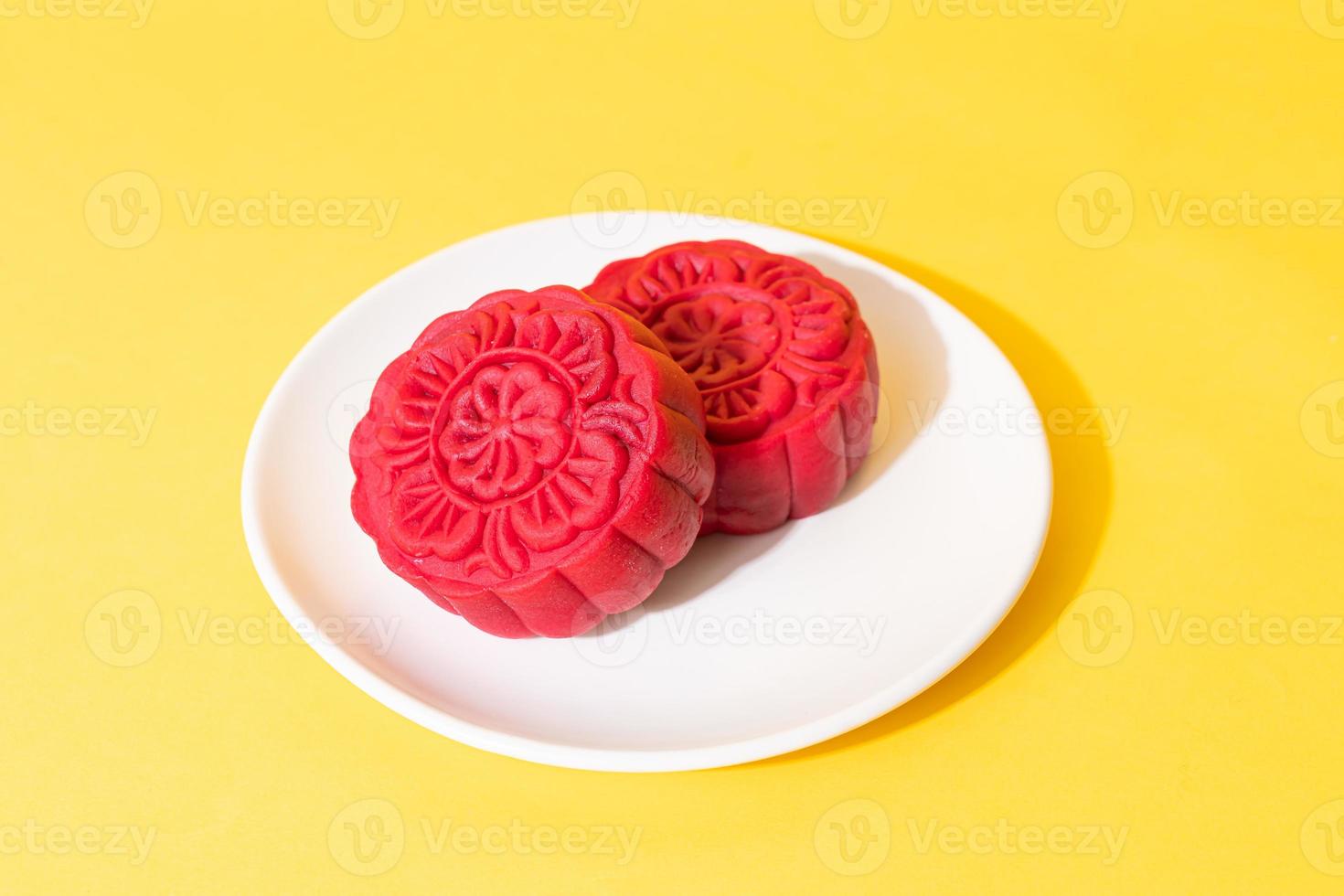 bolo da lua sabor veludo vermelho para festival do meio do outono foto