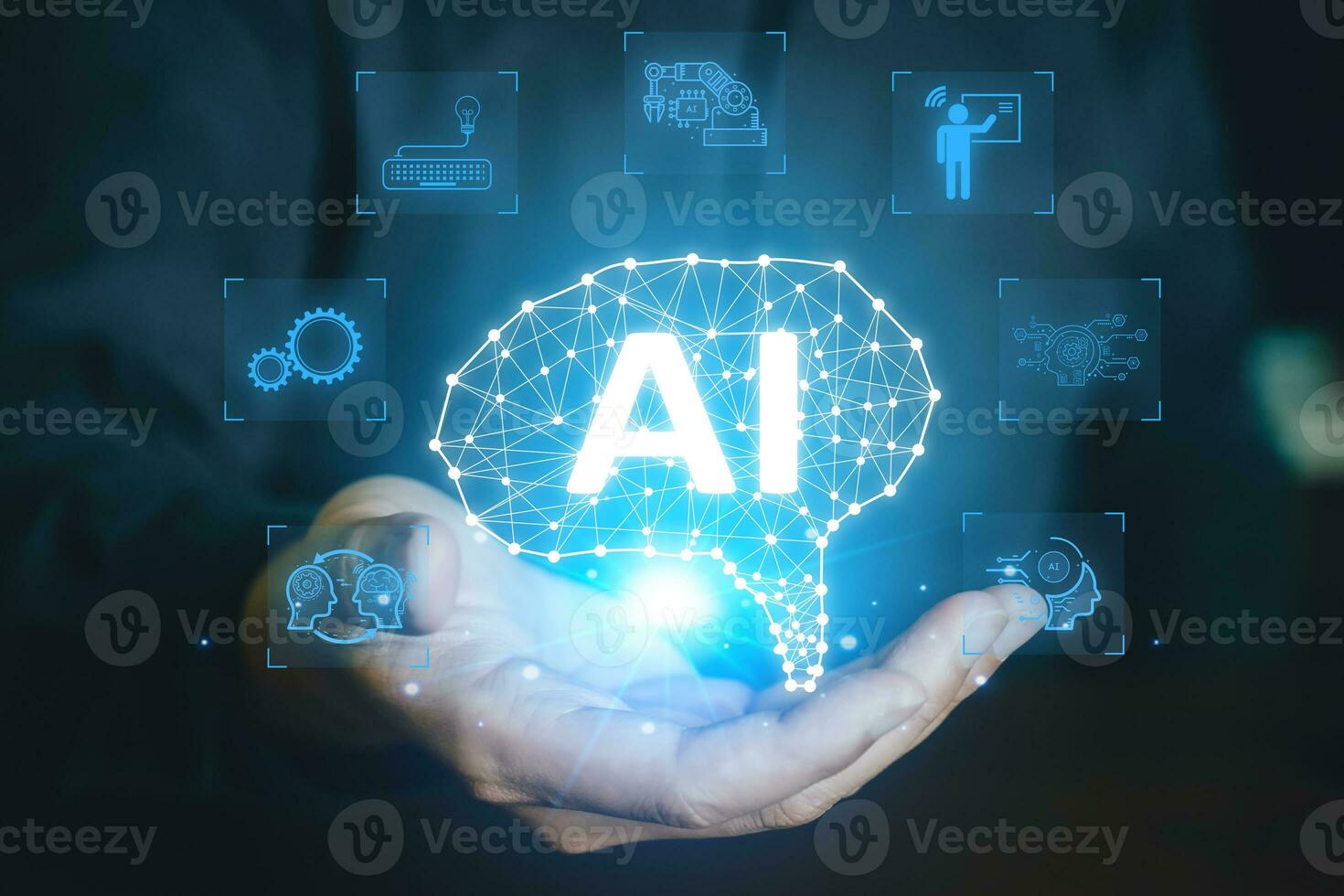 ai bate-papo e chatbot conceito, artificial inteligência digital chatbot para providenciar Acesso para em formação e usando ai dentro o negócio conectados rede, tecnologia ai e robô inscrição global conexão. foto