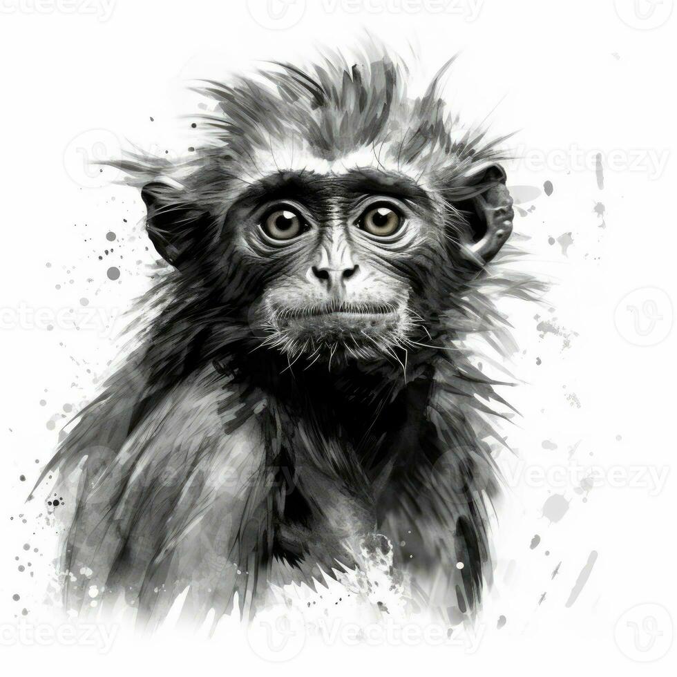 Alto detalhe desenhado macaco vetorial esboço realista imagem vetorial de  grop© 483377876
