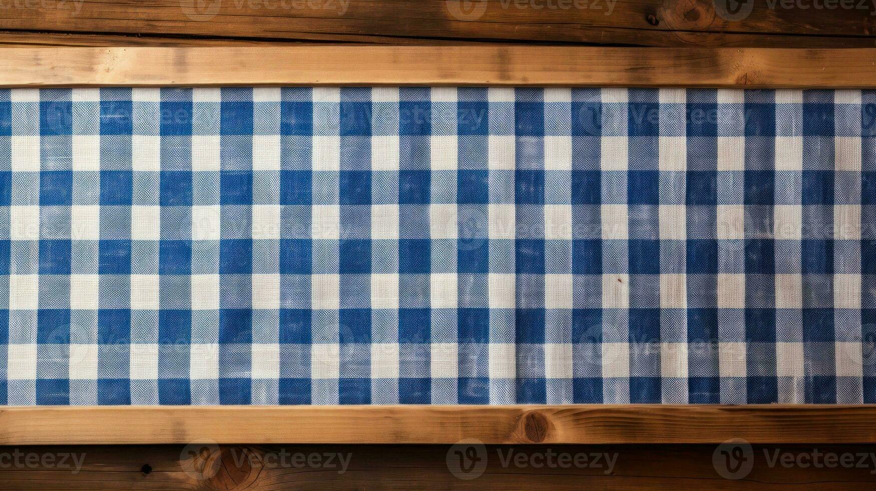 tradicional bávaro azul e branco xadrez de madeira borda ai gerado foto