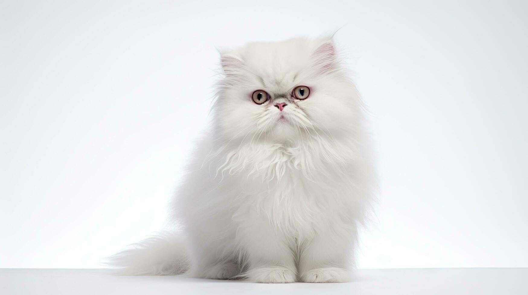 lindo persa gato em branco fundo ai gerado foto