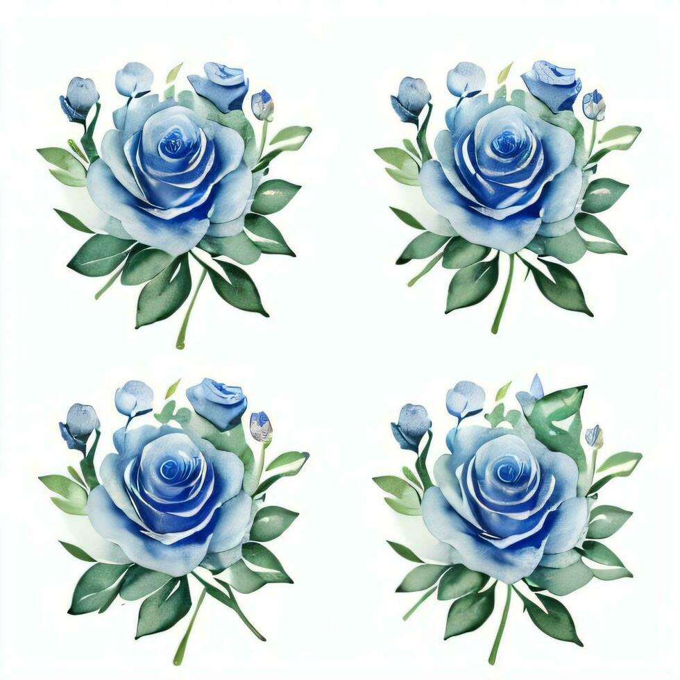 aguarela azul rosas clipart foto