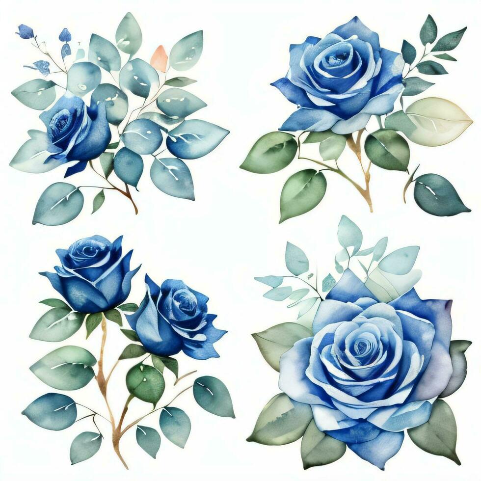 aguarela azul rosas clipart foto