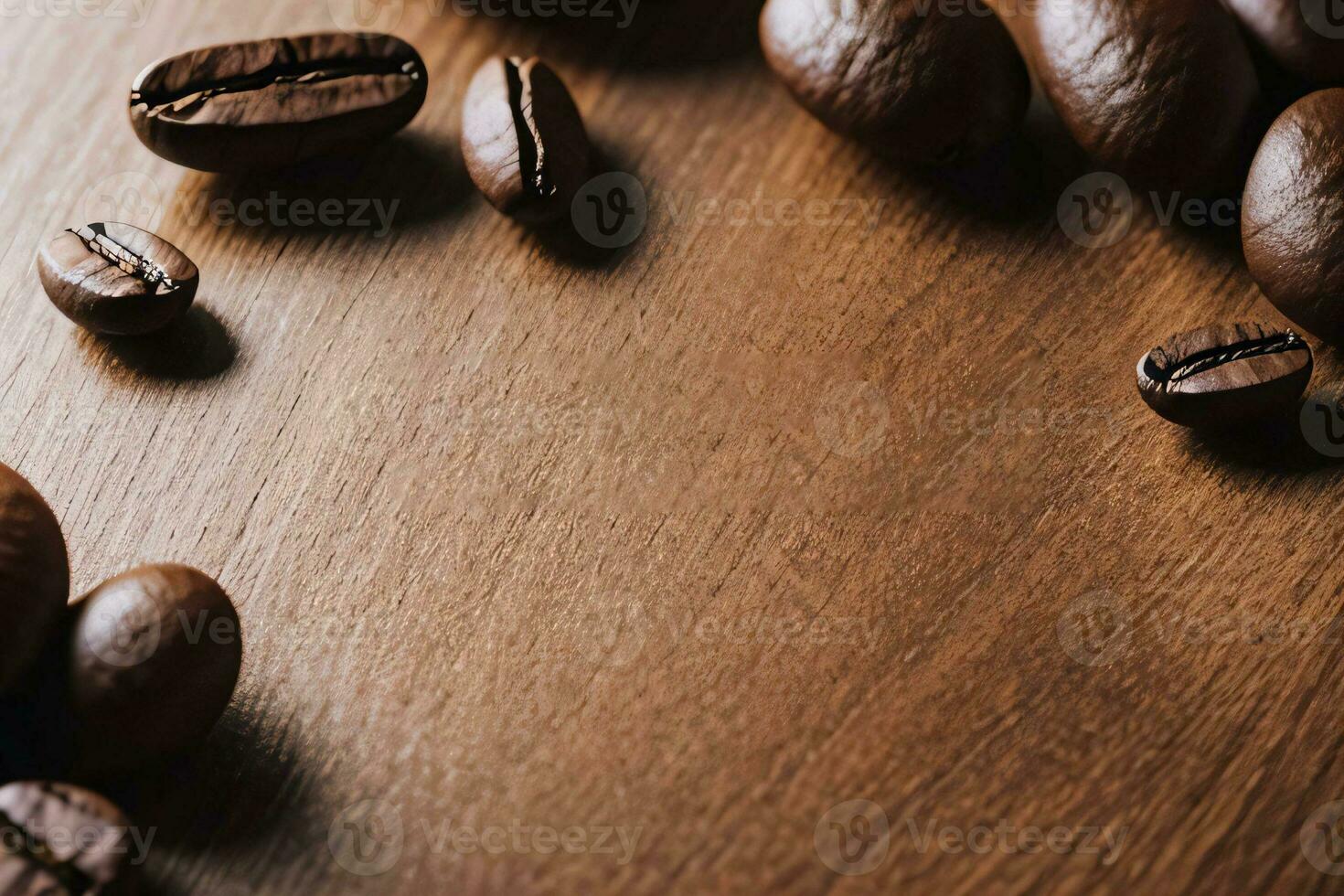 café feijões em a de madeira mesa bandeira modelo foto