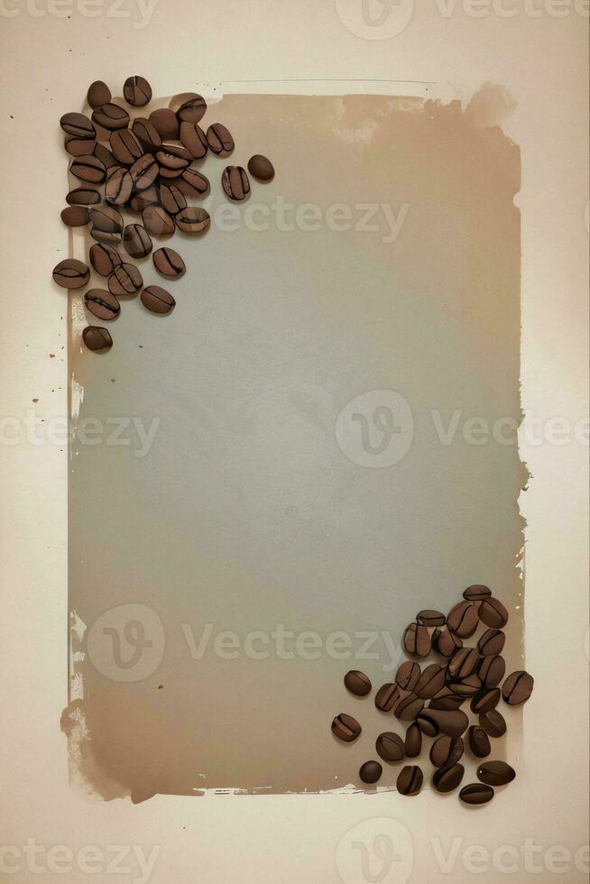 vintage fundo com aguarela café feijões e folhas cafeteria modelo foto