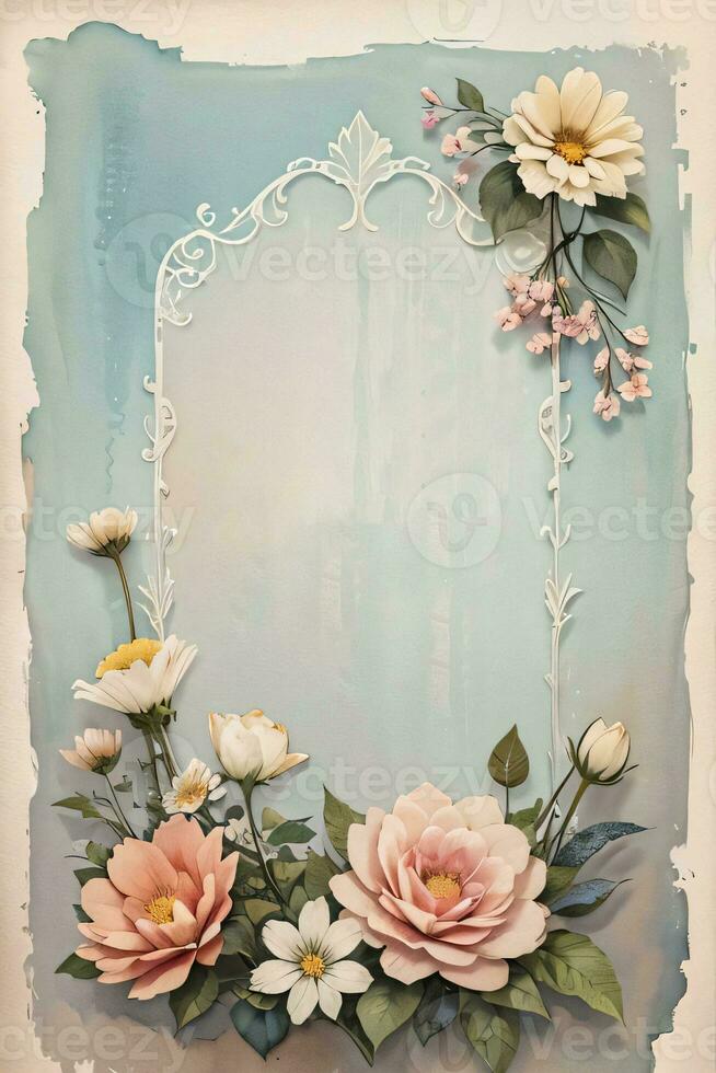 vintage papel com flores textura fundo foto