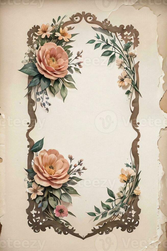 vintage papel com flores textura fundo foto