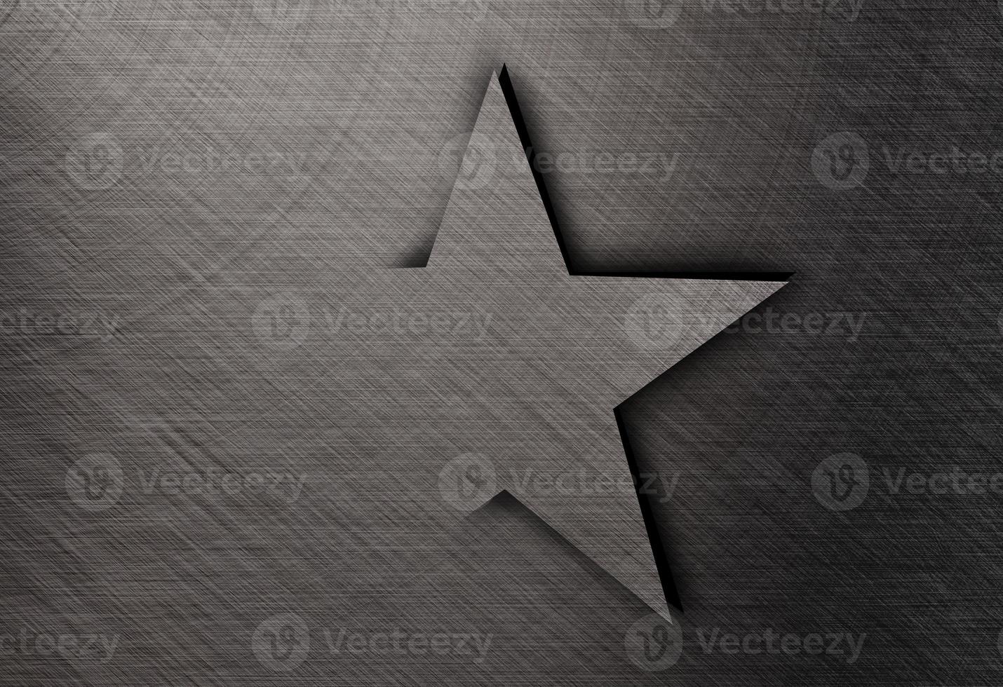 estrela em aço inoxidável, fundo de textura de metal foto