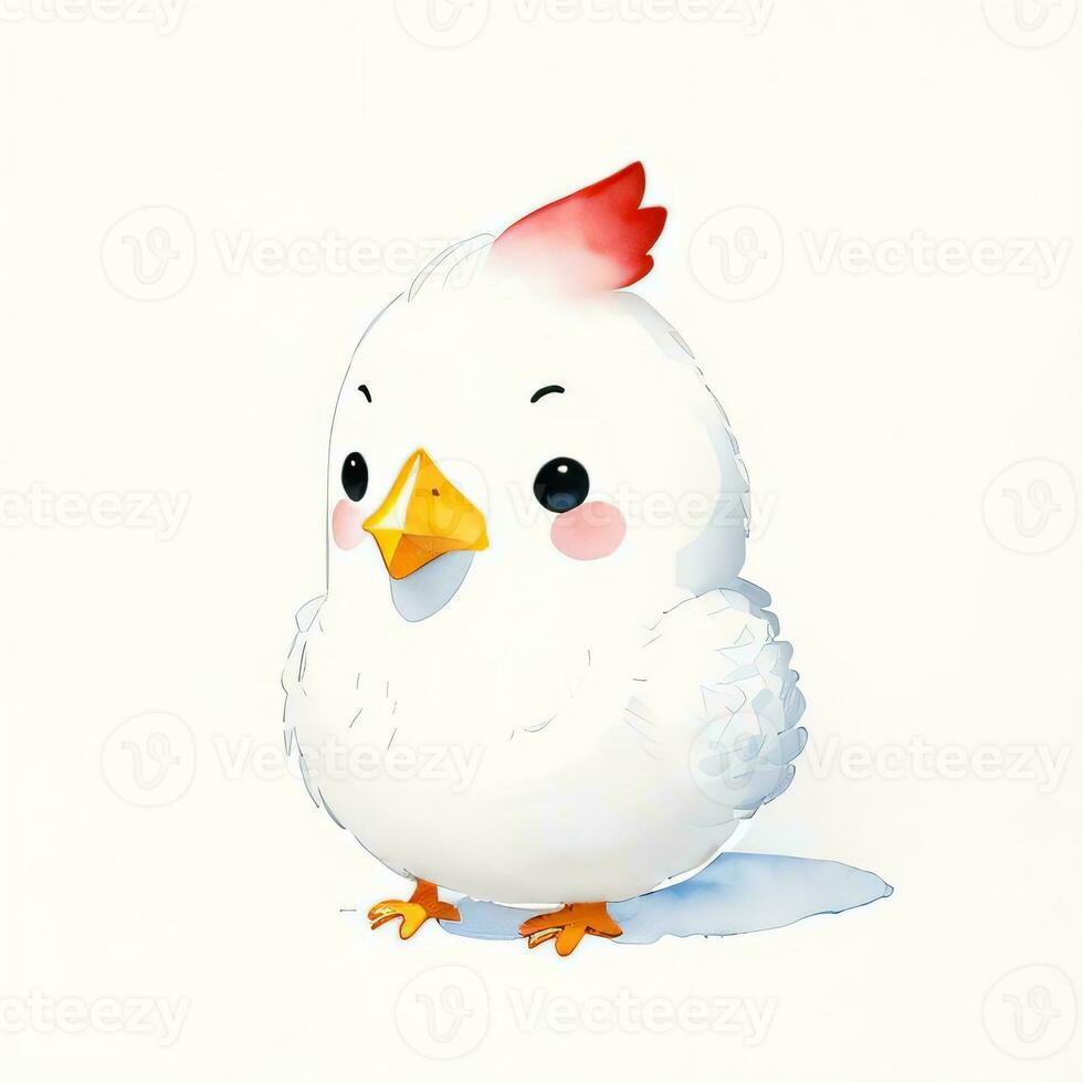 aguarela crianças ilustração com fofa chiken clipart foto