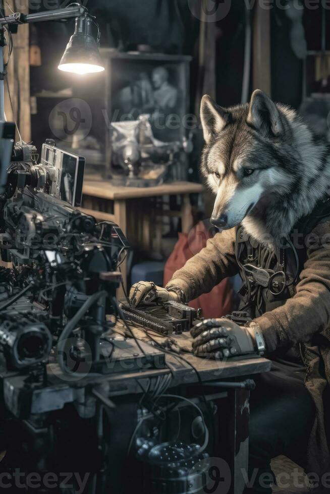 Lobo rouco cachorro cinema operador Steadycam cinegrafista nos bastidores fotografia filme foto