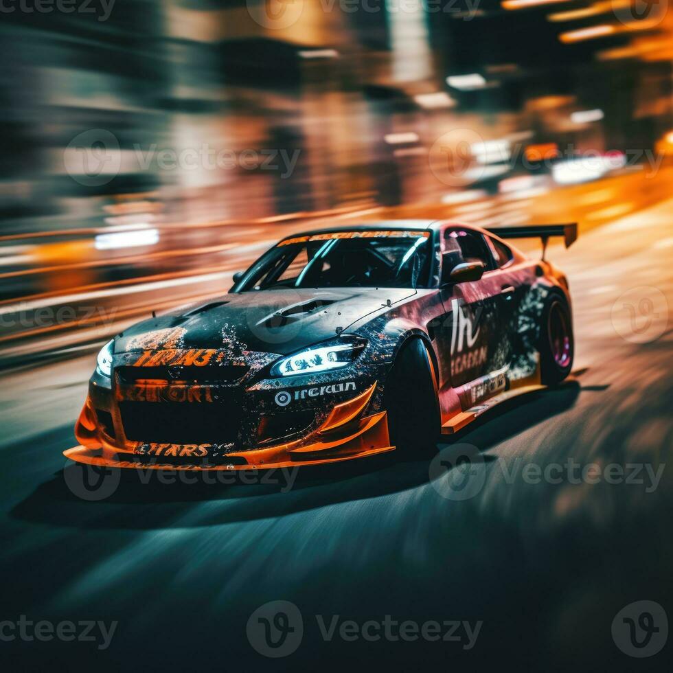 jdm deriva carro Rapidez à deriva japonês zangão tiro fotografia concorrência fumaça pneus borrão movimento foto