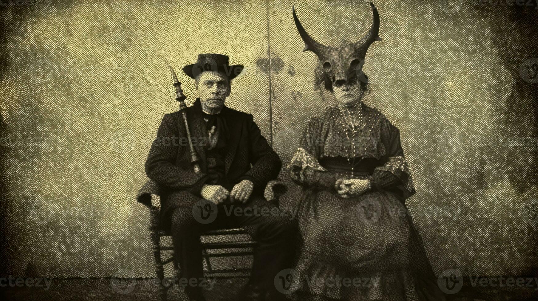 crianças crianças dia das Bruxas assustador vintage fotografia máscaras 19 século Horror fantasias festa foto