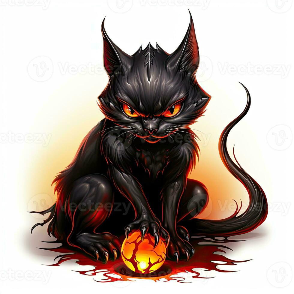 Preto gato gatinha retrato dia das Bruxas ilustração assustador Horror Projeto tatuagem isolado adesivo fantasia foto