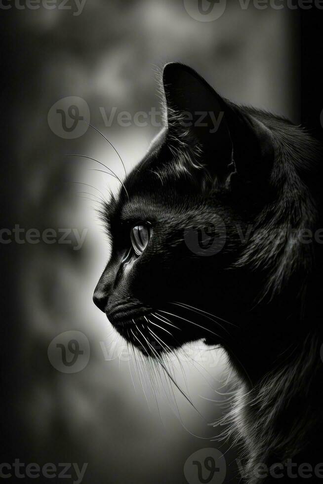 gatinha gato silhueta contorno Preto branco retroiluminado movimento tatuagem profissional fotografia foto