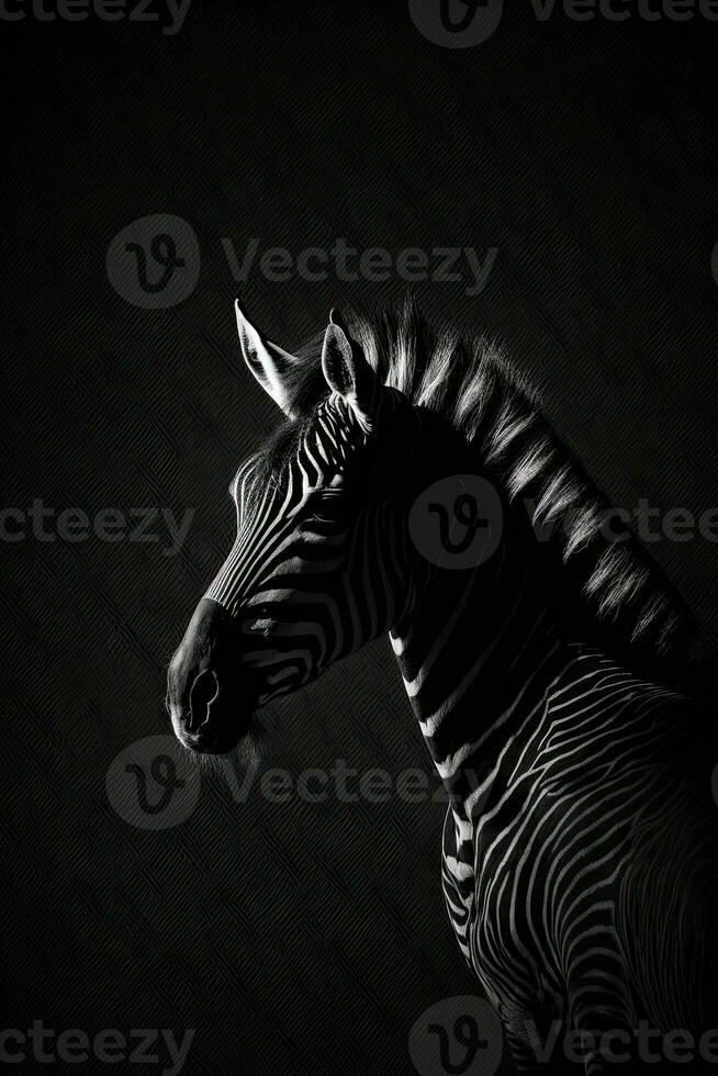 zebra silhueta contorno Preto branco retroiluminado movimento contorno tatuagem profissional fotografia foto
