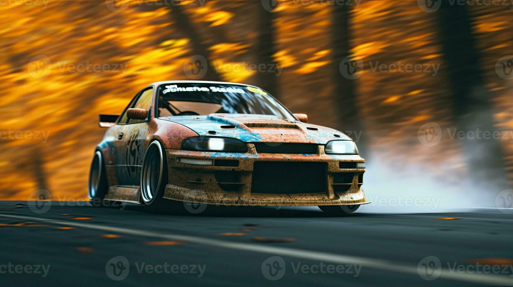 jdm japonês à deriva carro profissional foto fumaça dinâmico dentro movimento rastrear esporte afinação fotografia