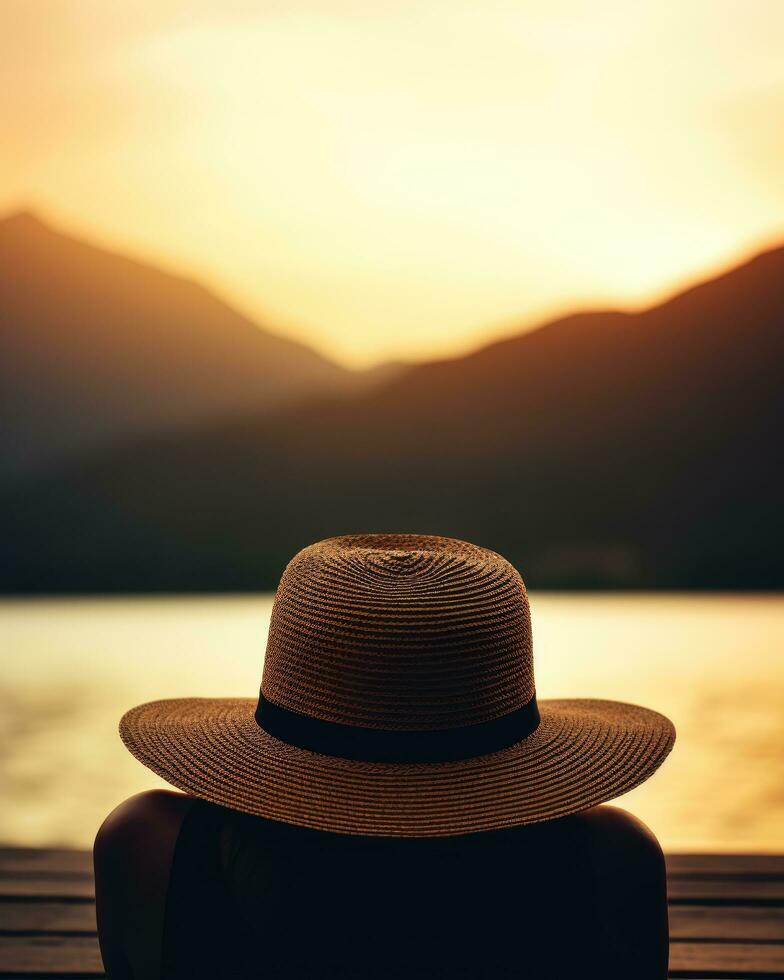 Aumentar meditação silêncio reflexão descansar lago panorama silêncio foto zen relaxamento solitário mulher