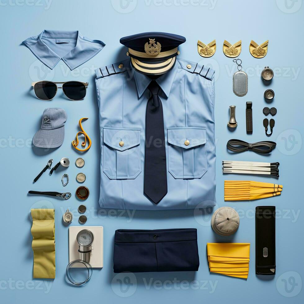 piloto vintage knolling plano lays voga foto salão à moda roupas moda coleção conjunto