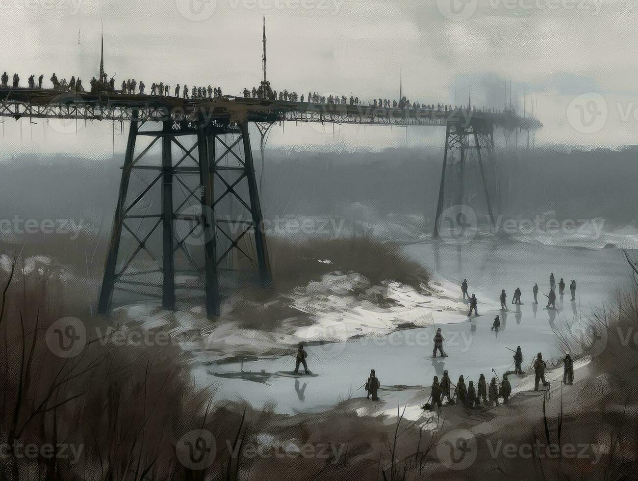 ponte trem fantasmapunk panorama cidade místico poster estrangeiro steampunk papel de parede fantástico filme foto