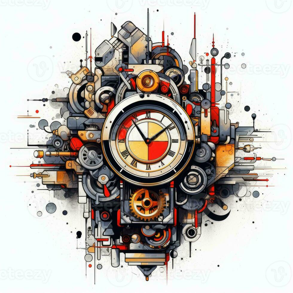 relógios Assistir abstrato ilustração tatuagem industrial poster arte geométrico vetor steampunk foto