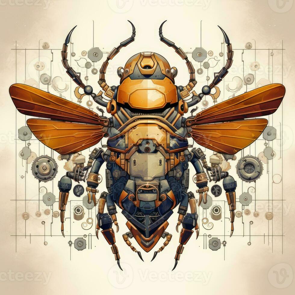 borboleta mosca colorida abstrato ilustração tatuagem industrial poster arte geométrico vetor steampunk besouro foto