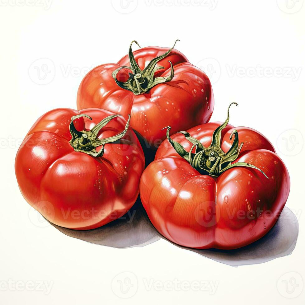 tomate detalhado aguarela pintura fruta vegetal clipart botânico realista ilustração foto