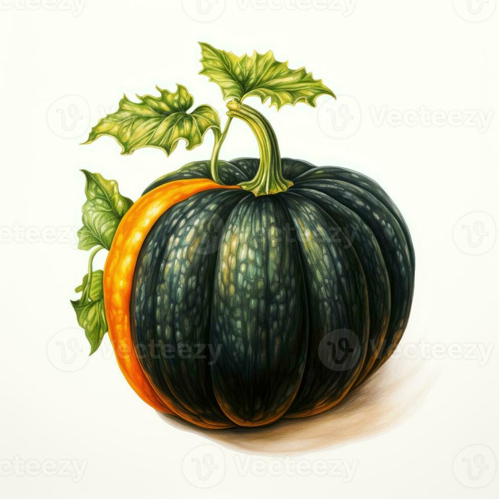 abóbora detalhado aguarela pintura fruta vegetal clipart botânico realista ilustração foto