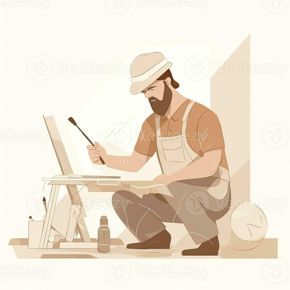 reparador técnico plano vetor clipart ilustração local na rede Internet estilo profissão trabalho isolado foto