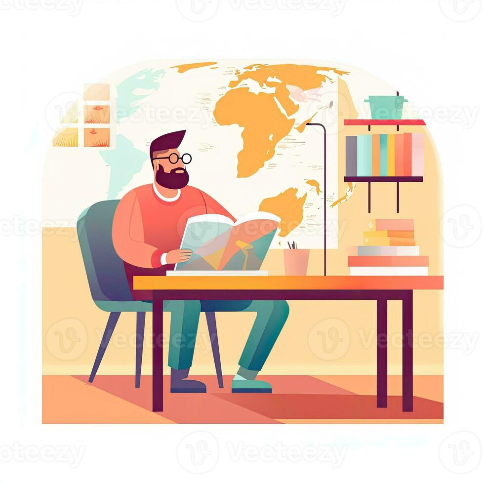 escola professor plano vetor clipart ilustração local na rede Internet estilo profissão trabalho isolado coleção foto