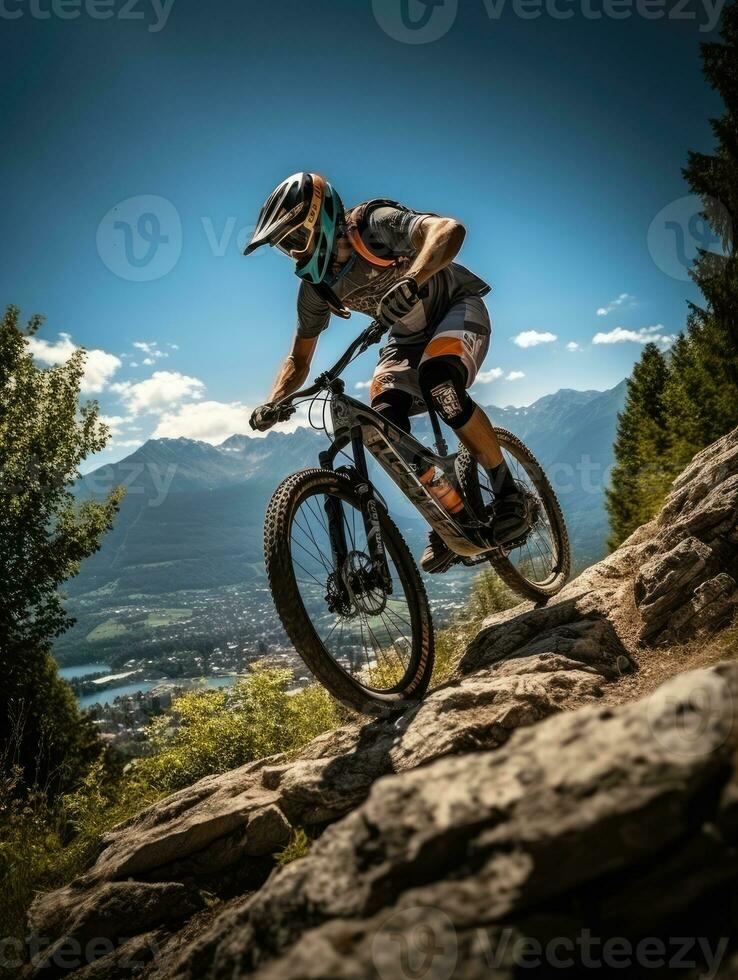 bicicleta passeio foto leme montanhas turismo procurando Rapidez extremo ciclismo liberdade movimento ao ar livre