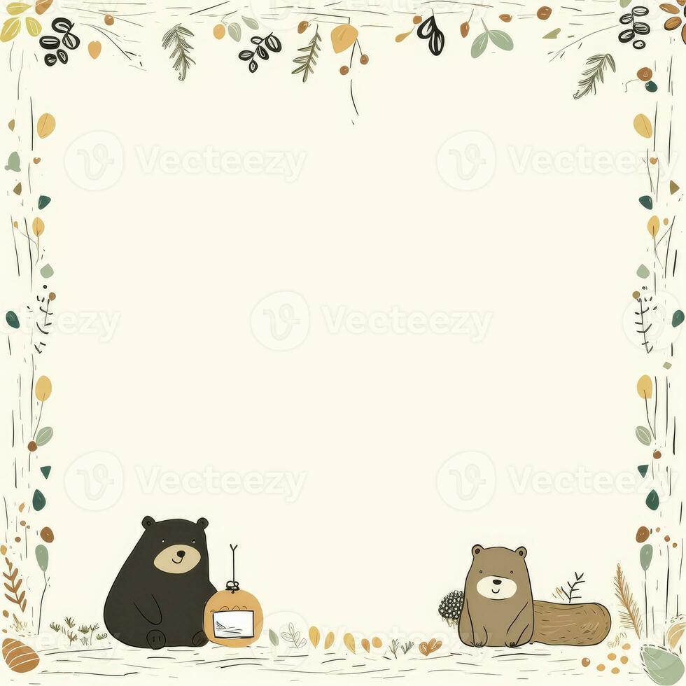 Urso de pelúcia Urso □ Gentil scrapbooking pastel fronteira quadro, Armação padronizar capina criança postar cartão impressão retro foto