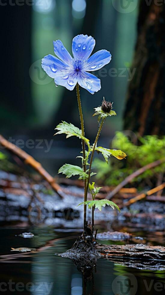 solitário azul flor floresta pacífico panorama liberdade cena lindo natureza papel de parede tela foto